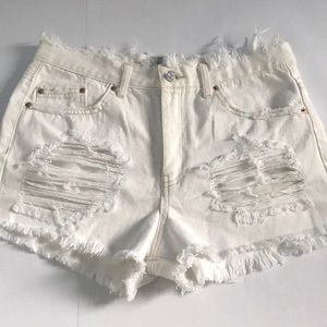 White Ripped Shorts